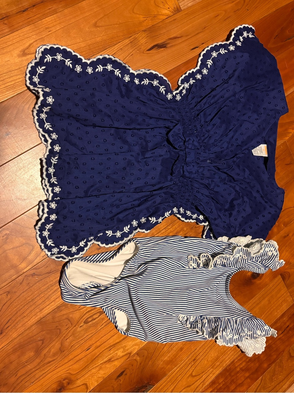 Gymboree Navy Eyelet Scallop Shell Lightweight Cover Up and Swimsuit